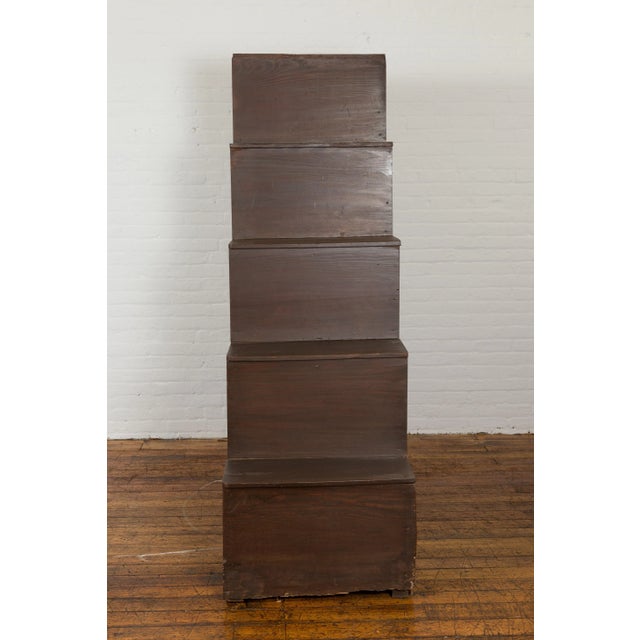 Japanese Taishō Period Staircase Tansu Cabinet with Sliding Doors and Drawers For Sale - Image 9 of 10