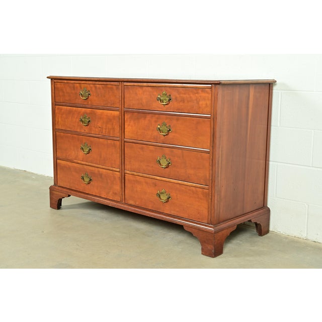 English Kindel Furniture Georgian Carved Fruitwood Eight-Drawer Double Dresser, Circa 1980s For Sale - Image 3 of 16
