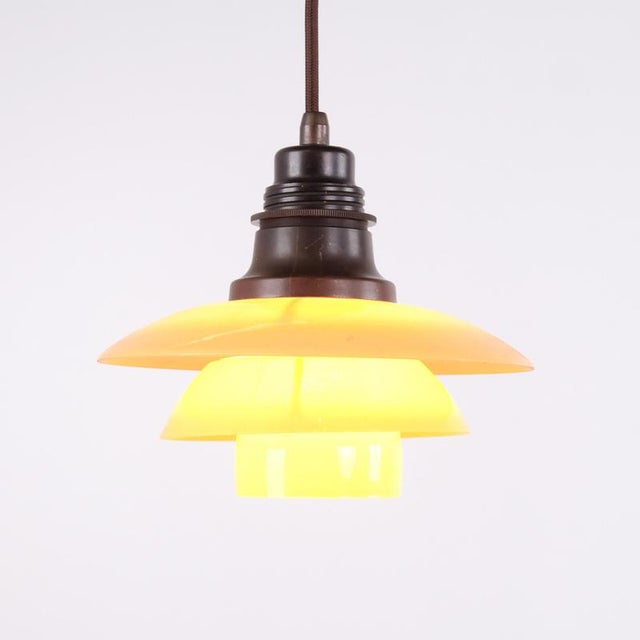 PH 2/2 Pendant with Yellow Painted Shades by Poul Henningsen for Louis Poulsen, 1930s For Sale - Image 3 of 10