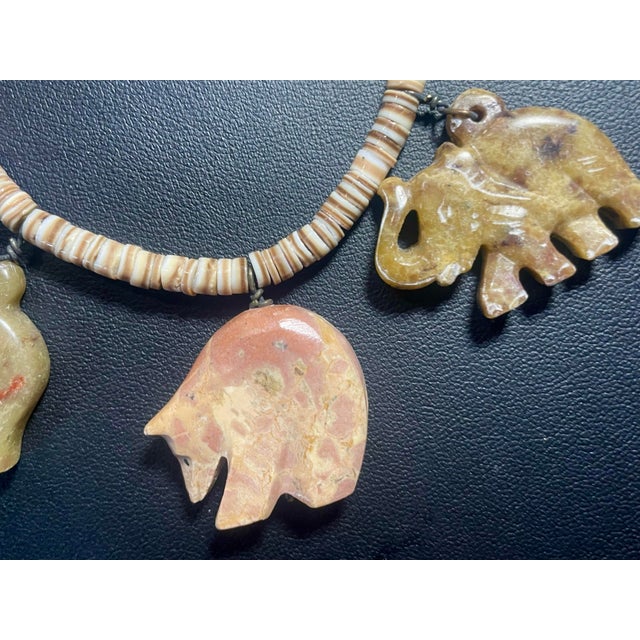 Mid 20th Century Navajo Magnificent Carved Stone Animal Fetish Style Necklace For Sale - Image 5 of 7