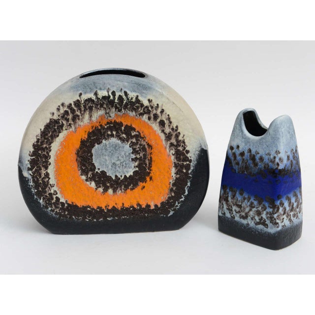 Beautiful 60s German Fat potteries Lava vases series " Polar ", by Dümler & Breiden, uncommonly shaped. Both vases are...