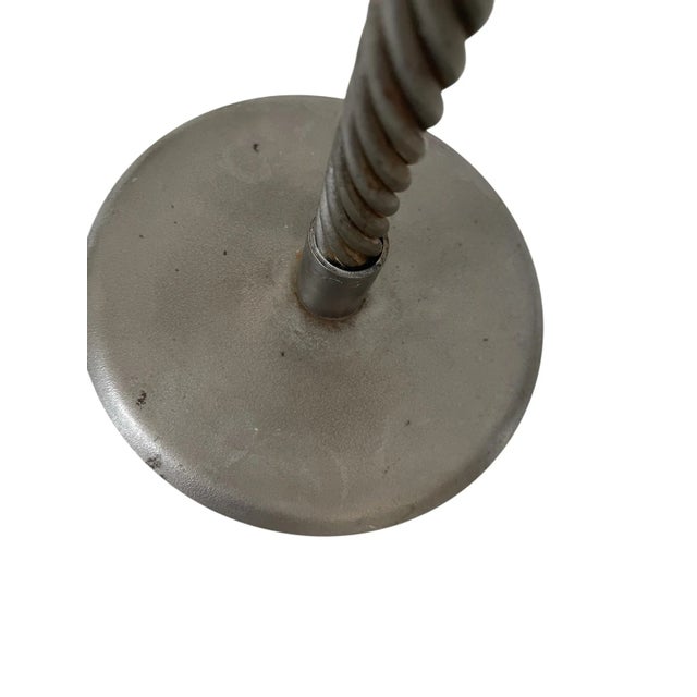 MCM Aristo-Style 6 Tealight Candle Copper & Metal Twisted Stem 15” Candelabra For Sale In San Francisco - Image 6 of 7