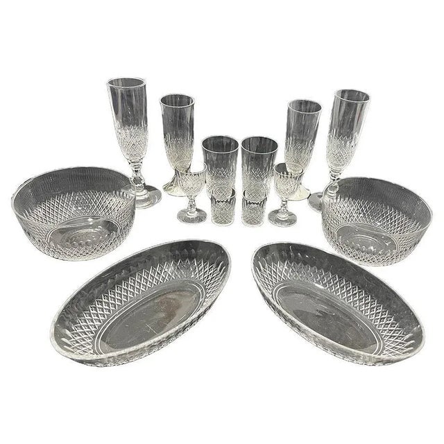 Glass Crystal Glasses with Sterling Silver Details, Set of 14 For Sale - Image 7 of 7