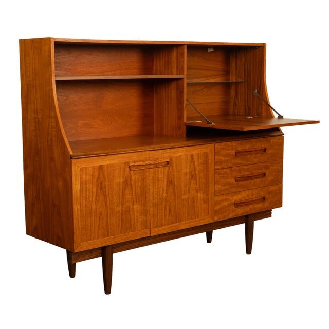 Wood Mid Century Modern Danish Style Teak Credenza Bar Sideboard Buffet G Plan 1960s For Sale - Image 7 of 12