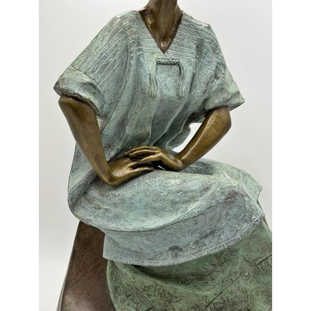 Víctor Gutiérrez Monumental Mexican Bronze Seated Woman Sculpture, 1989 For Sale - Image 13 of 18