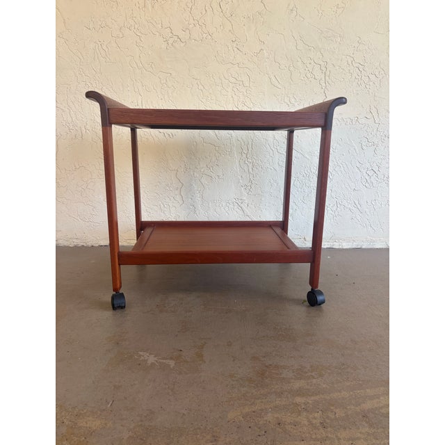Vintage 1970s Danish Modern Teak Bar Cart For Sale - Image 9 of 10