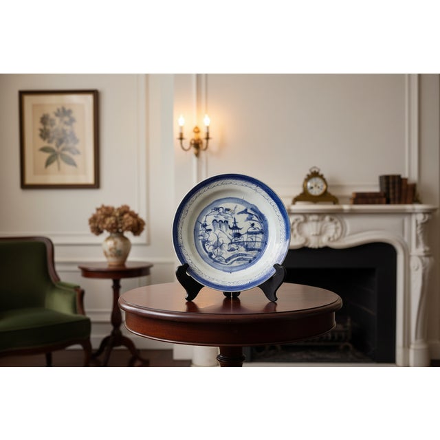 Antique 19th Century Chinese Canton Export Porcelain 10" Charger & Stand For Sale - Image 12 of 12