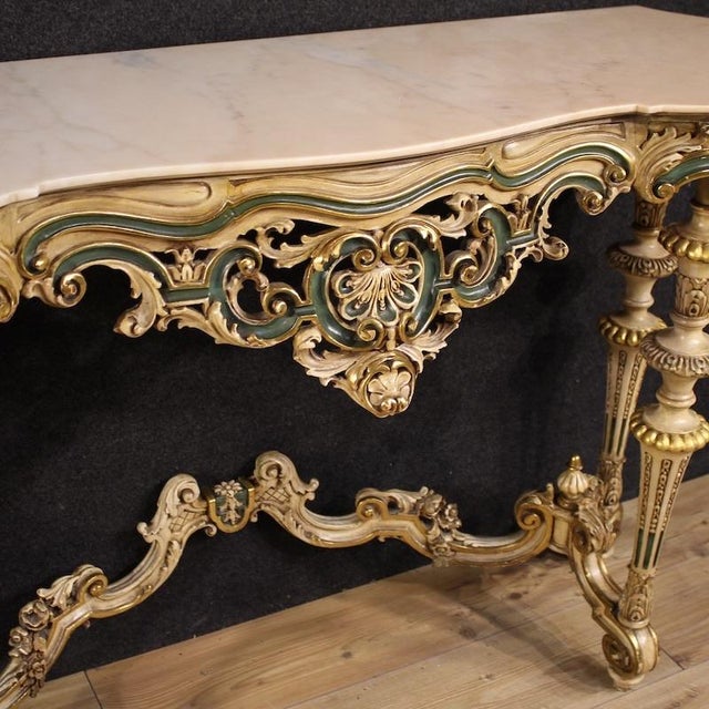 Italian Lacquered and Gilded Console, 1970s For Sale - Image 4 of 13