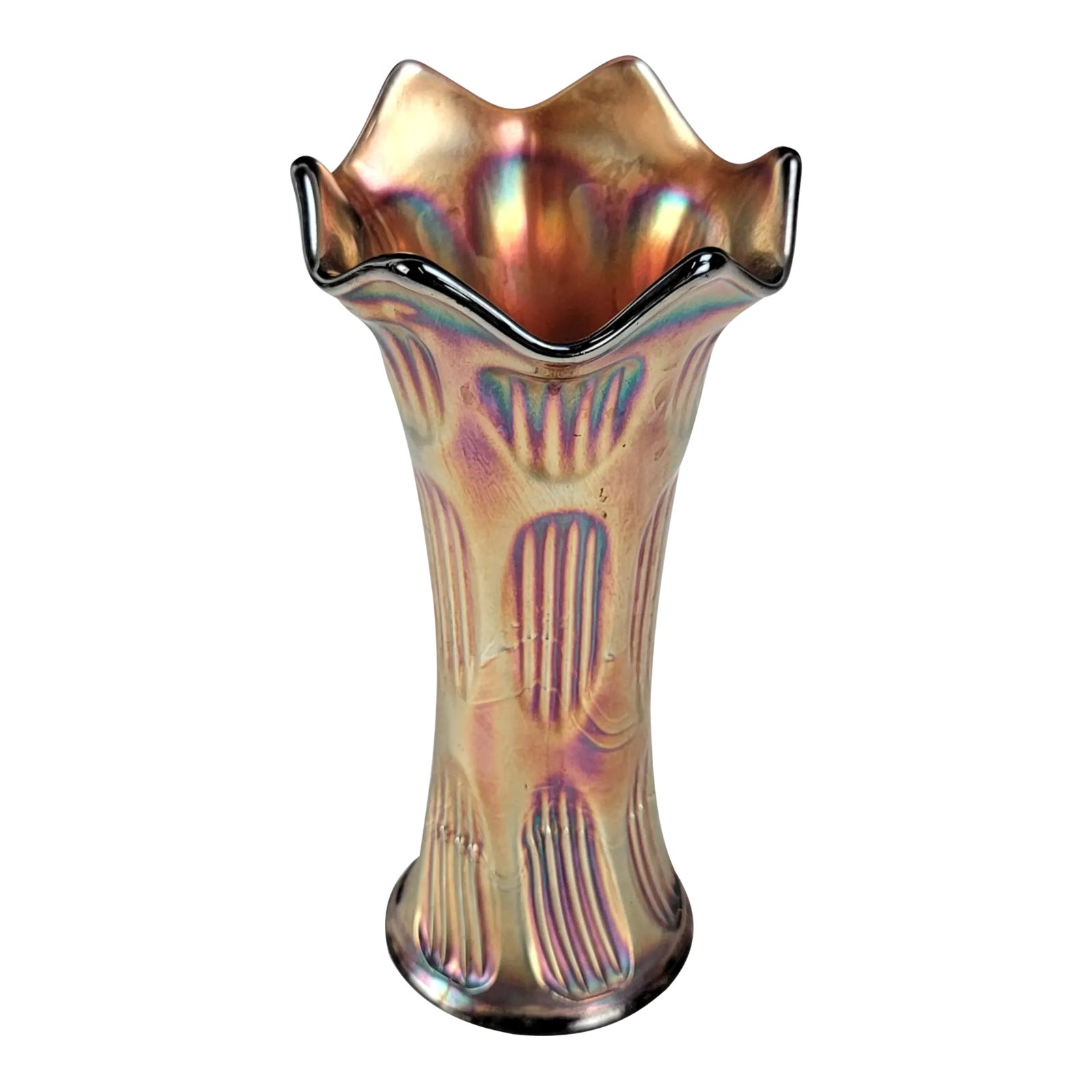 アメリカ製 WEISS ヴィンテージブローチ Carnival Glass