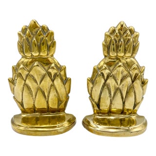 Mid Century Brass Pineapple Bookends - a Pair For Sale
