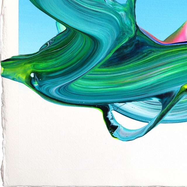 Avp_1380 - Color Drenching Contemporary Abstract Painting on Paper Original Artwork by Alex Voinea For Sale - Image 4 of 6