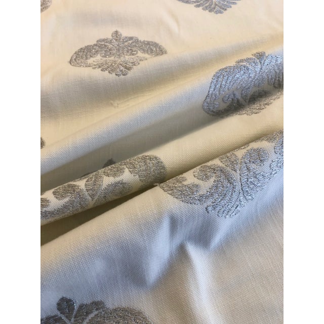 Fabricut Inc. Fabricut Glitz Medallion Embroidery in Sterling Fabric- 6 Continuous Yards For Sale - Image 4 of 4