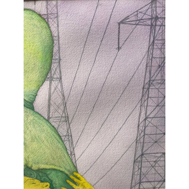 Vintage Surrealist Watercolor Painting of a Woman and Octopus 1973 For Sale In New York - Image 6 of 11