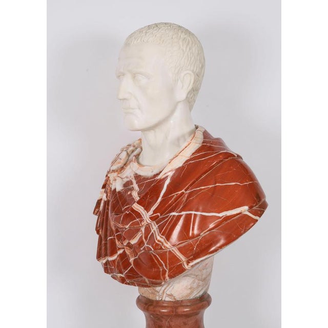Vintage Portrait Bust of Roman Emperor Otho on Pedestal, 20th Century, Carrara For Sale - Image 9 of 18