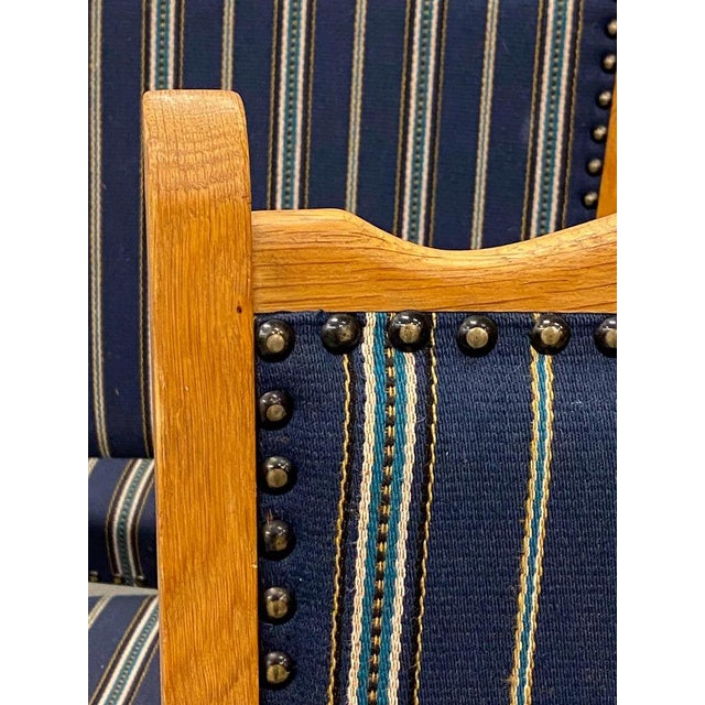 6 Blue Danish Modern Oak Dining Chairs Set Circa 1960's. For Sale In New York - Image 6 of 12