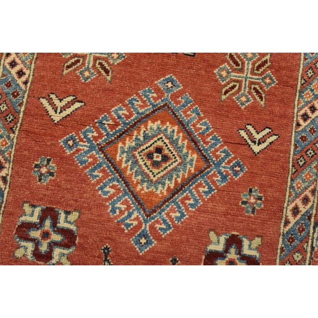 Kazak Runner 2’7” X 7’7” Red Wool Tribal Hand-Knotted Oriental Rug For Sale - Image 4 of 12
