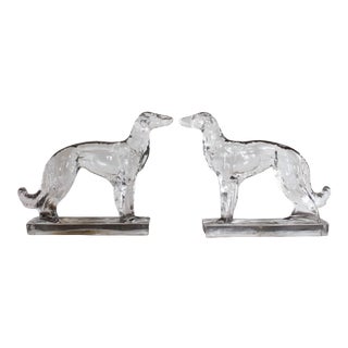 Glass Whippet Bookends For Sale