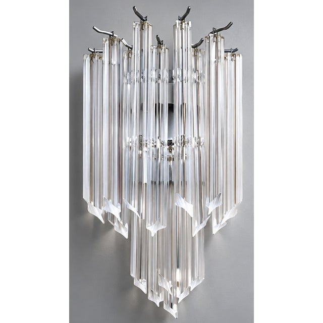 Mid-Century Modern Vintage Wall Lamp with Clear Murano Glass Prisms, 1960s For Sale - Image 3 of 15