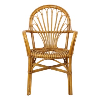 Vintage Rattan Chair Armchair, 1970s For Sale