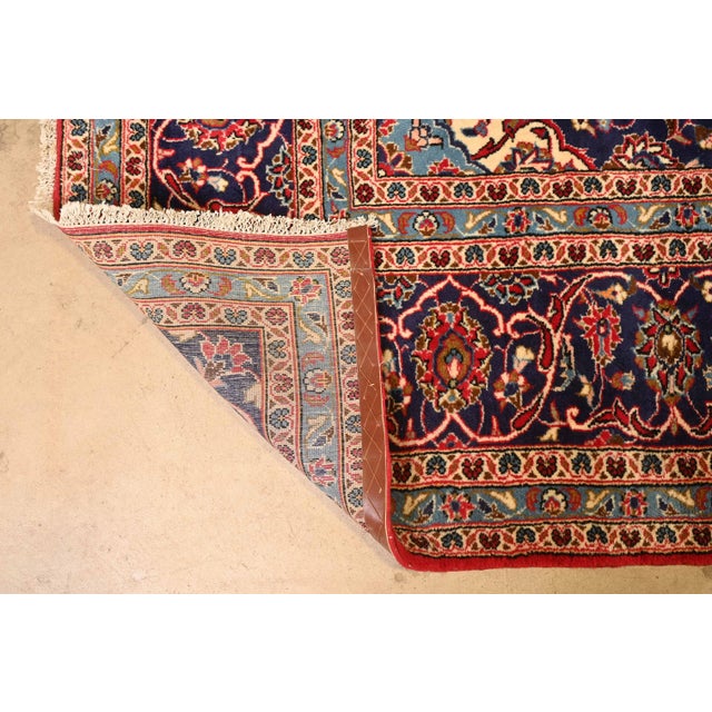 Vintage Hand-Knotted Persian Kashan Room Size Rug For Sale - Image 10 of 11