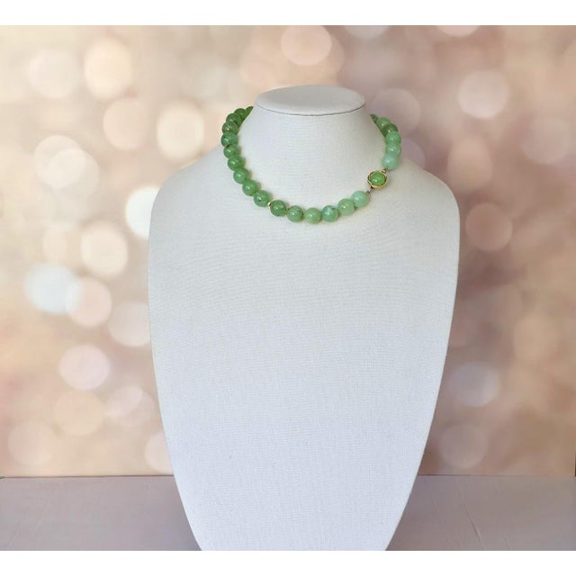 Metal Australian Chrysoprase Beaded Necklace With Sterling Silver Chrysoprase Clasp For Sale - Image 7 of 12