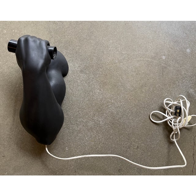 Contemporary 1980s Sculptural Arm Wall Sconces – Matte Black, in the Manner of J. C. Peiré - a Pair For Sale - Image 3 of 5