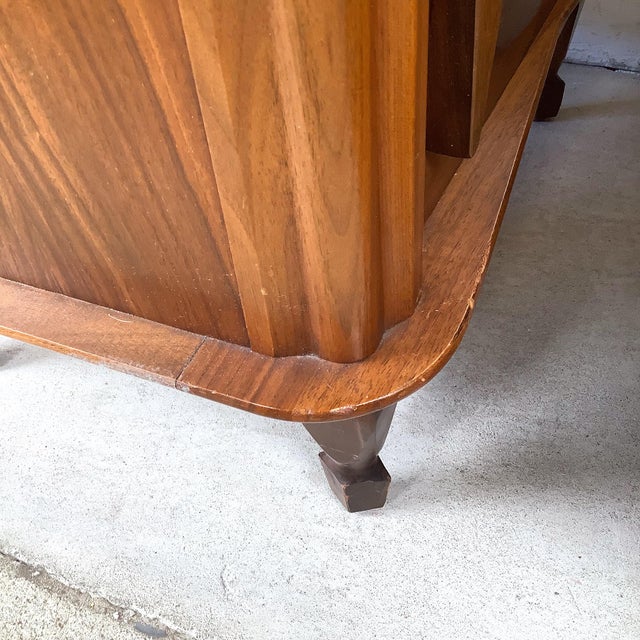 Brown Pair of Vintage Mid-Century Walnut Nightstands With Sculpted Door Pulls For Sale - Image 8 of 12