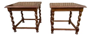 Pair of Vintage Victorian Style Barley Twisted Leg Side Tables.