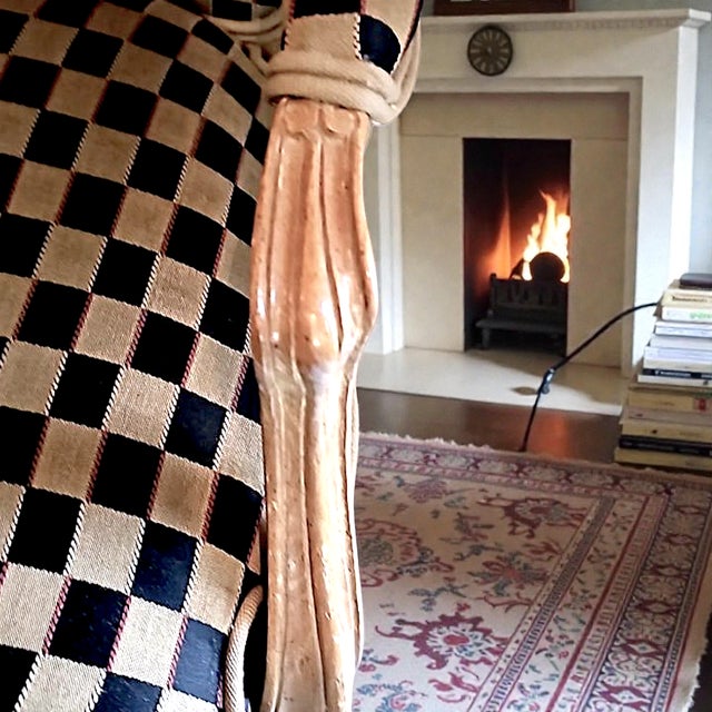 1960’s Polychromed Beechwood Louis XV Checker Upholstered Fauteuil For Sale - Image 13 of 17