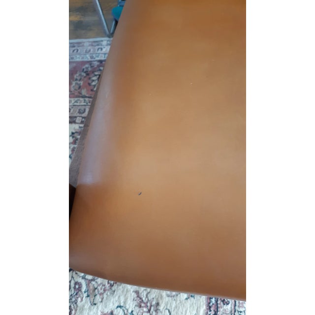 Wood Vintage Solid Wood Library Armchair With Dark Honey Brown Vinyl For Sale - Image 7 of 11