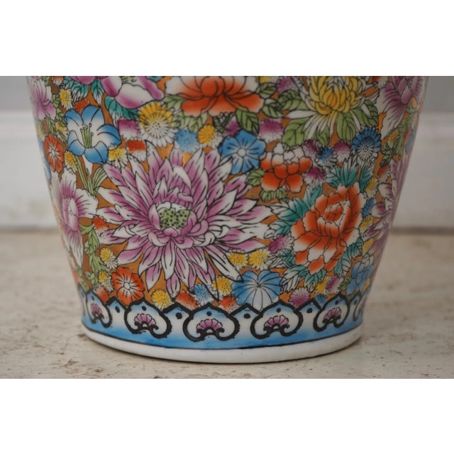 Vintage Chinese Porcelain Floral Decorative Large Vase For Sale - Image 4 of 7