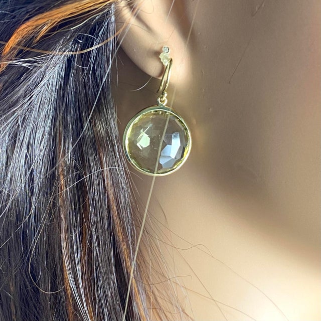 Metal 18k Gold Large Green Prasiolite Drop Earrings From Ippolita Lollipop Collection, A Pair For Sale - Image 7 of 11