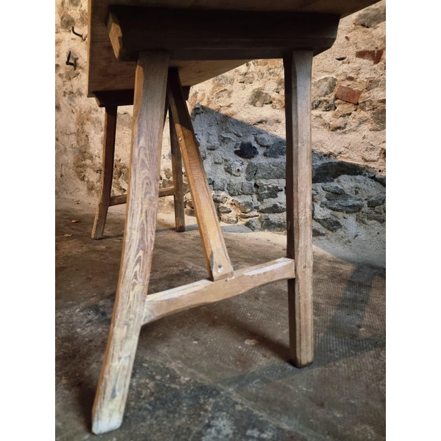 Rustic Antique French Wash Table or Desk in Chestnut and Poplar, 1900s For Sale - Image 3 of 17