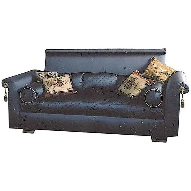 1980s Vintage St. Laurent Custom Sofa in Cobalt Bergamo Luxury Silk For Sale - Image 5 of 5