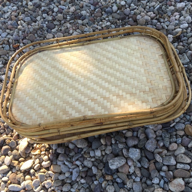 Vintage Bamboo Serving Trays Set of 6 Chairish