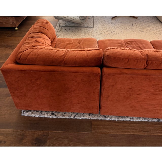 Vintage 1970s Burnt Orange Modular Sectional Sofa in the Style of Milo Baughman For Sale - Image 9 of 15