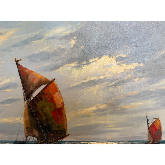 Gerhard Lukas Larsen (German 1911-1965) Oil Canvas Vintage, Maritime, Seascape For Sale - Image 11 of 13