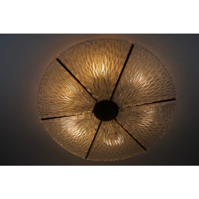 Large Art Deco Metal and Glass Flush Mount, Germany, 1940s For Sale - Image 4 of 13