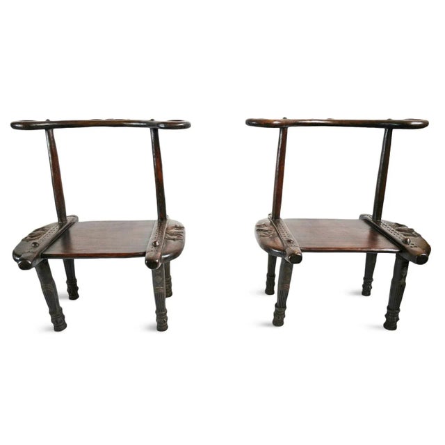 Wood Antique Carved Senufo Ram Chair For Sale - Image 7 of 8