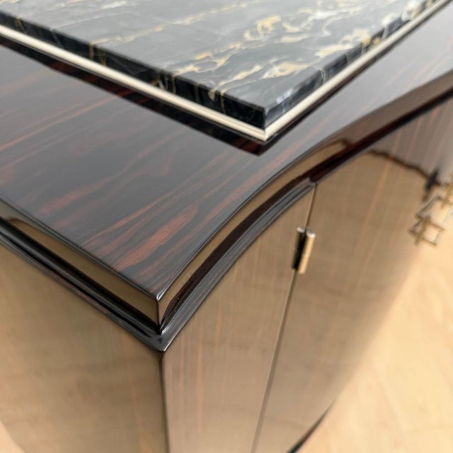 Art Deco Sideboard in Macassar, Marble & Chrome, France, 1930 For Sale - Image 13 of 18