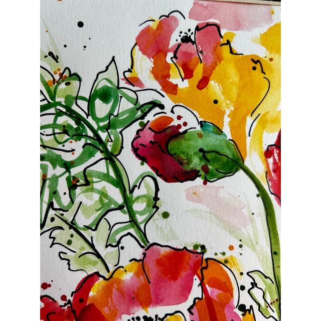 Watercolor Painting 3 Red Poppies Giclee Print For Sale - Image 4 of 6