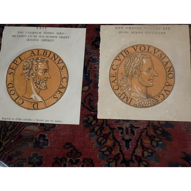 Authentic Antique Early 18th C. Hubert Goltzius Chiaroscuro Color Woodcut Portraits of Roman Emperors -- Set of 12 For Sale In Cincinnati - Image 6 of 9