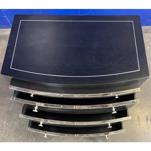 2000 - 2009 Noir Black Lacquer on Maple With Nickel Banding & Hardware Fielding Chest From the Madeline Stuart Collection For Sale - Image 5 of 9