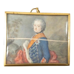 20th Century Fine Miniature Watercolor of Kaiser Friedrich II by Dorothea Kellner