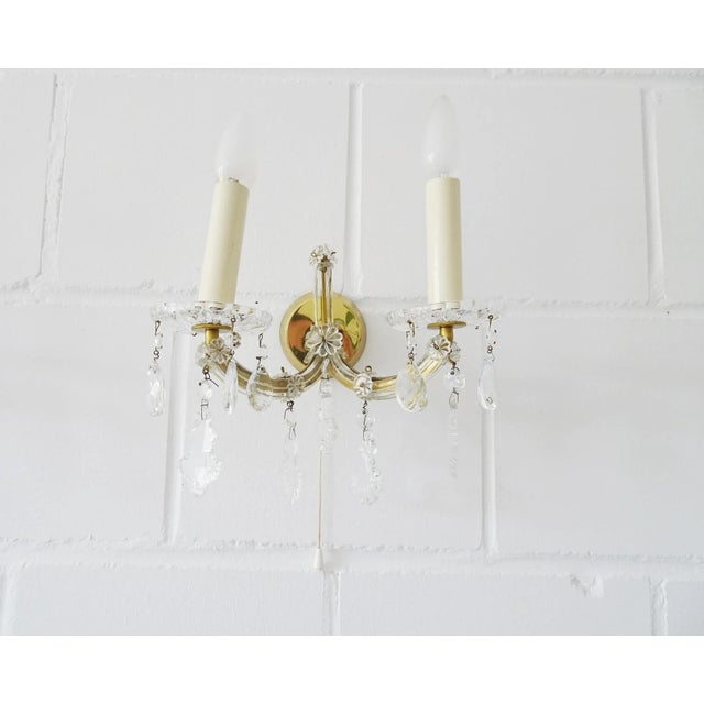 Maria Theresa Style Crystal Glass Wall Lamps, 1960s, Set of 2 For Sale - Image 10 of 11