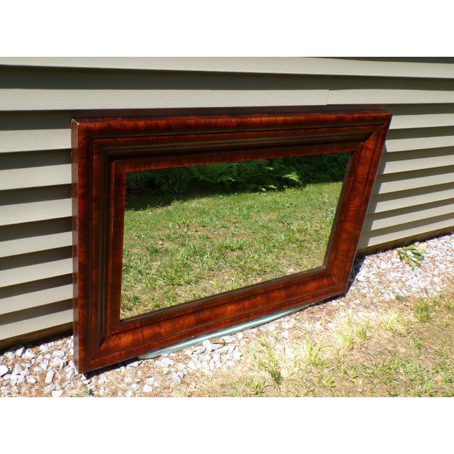 Large 19th C. Antique Empire Flame Mahogany Framed Ogee Mantel Wall Mirror For Sale In Boston - Image 6 of 11