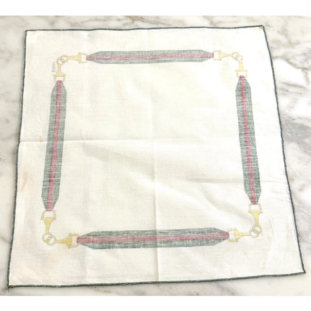 8 Vintage Aldo Gucci Equestrian Napkins with Horsebit Motif, Signed, 1980s For Sale - Image 10 of 11