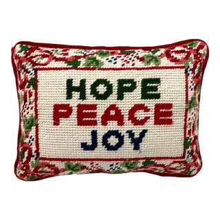 Needlepoint Holiday Decorative Pillow For Sale