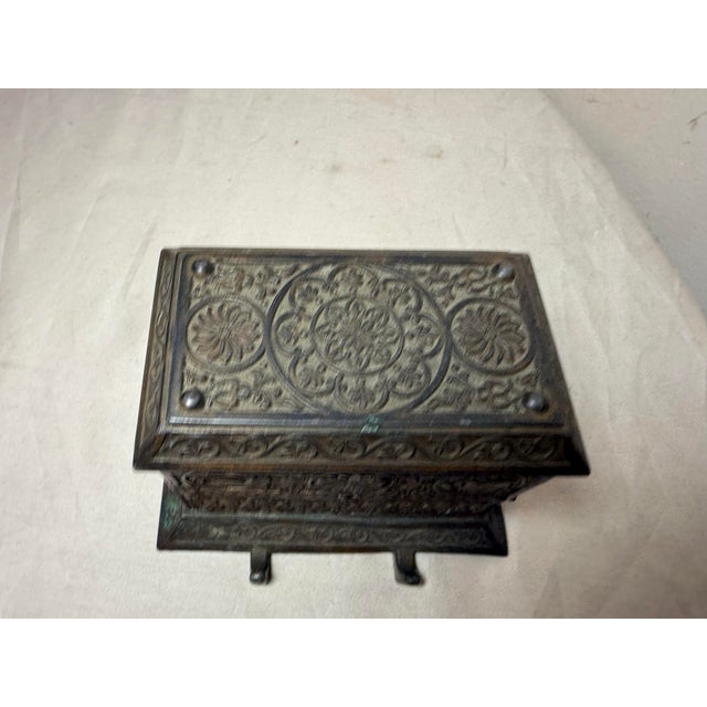 Antique Ornate Eastlake Bronze Patinated Metal Cigarette Dispenser Box Jar For Sale - Image 9 of 13