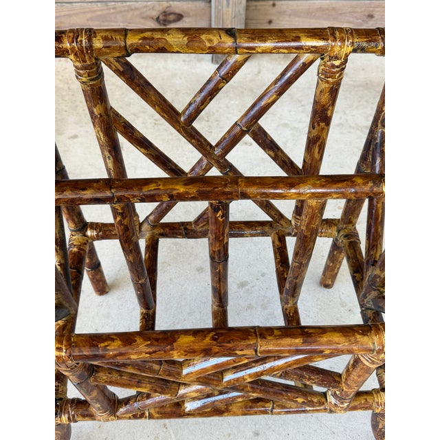 Ornamental & Decorative Materials Vintage Faux Bamboo Rattan Side Table With Grasscloth Top For Sale - Image 7 of 12